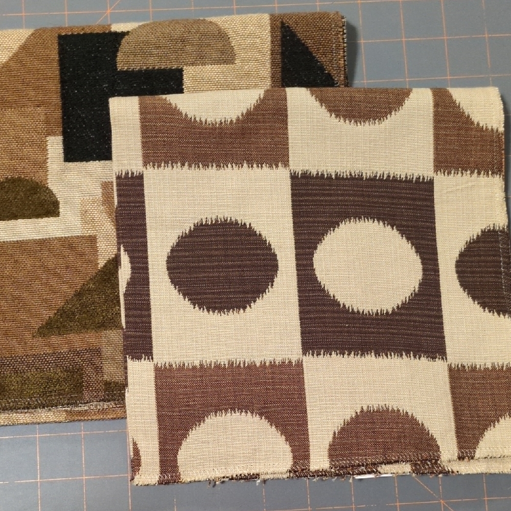 Geometric Patterned Fabric Pieces in Browns and Beige - 2 pieces
